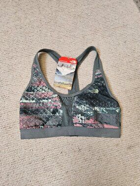 The North Face Stow-N-Go IV Sports Bra Medium M Gray Pink NEW Running Workout